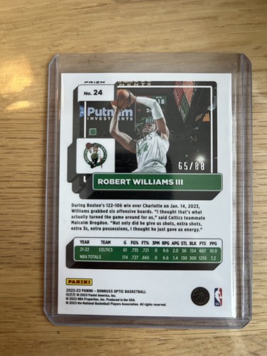 ROBERT WILLIAMS III 2022-23 Panini Donruss Optic 24 Red Choice Prizm /88 - Bild 2 von 2