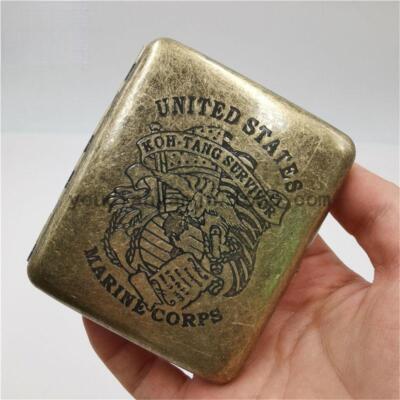 usmc cigarette case Smoking Case US Marine Corps Carved Cigarette Case Holder Box Vintage  Organizer