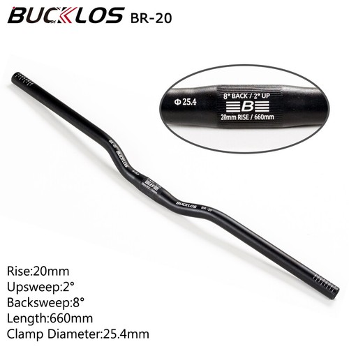 BUCKLOS Aluminum 25.4mm 40/60/100mm Handlebar 620/660/720mm MTB Road Riser Bar - Picture 16 of 27