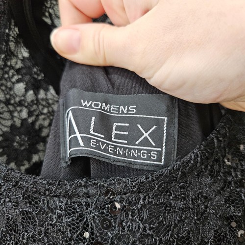 Alex Evenings Womens Ruched Lace Dress Black Formal Whimsygoth Wedding Guest - Bild 6 von 11