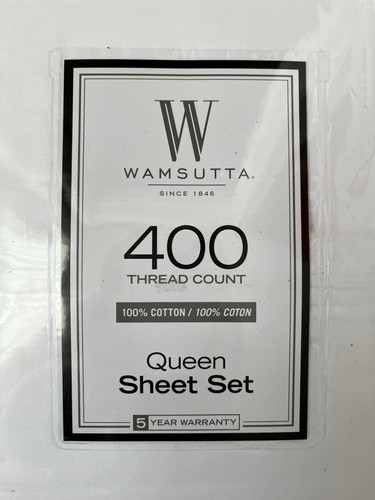 SELTEN NEU MIT ETIKETT Wamsutta Queen Bettwäsche Set 400 Fadenzahl 100 % Baumwolle in weiß
