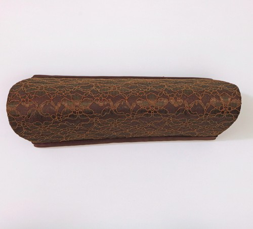 eBISU Brown Lace & Satin Clutch Purse 12x4.5x1.25 inches - Picture 4 of 6