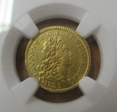 PORTUGAL 1/2 ESCUDO 800 REIS 1725 GOLD NGC MS 62 KM 218.3 #C4#