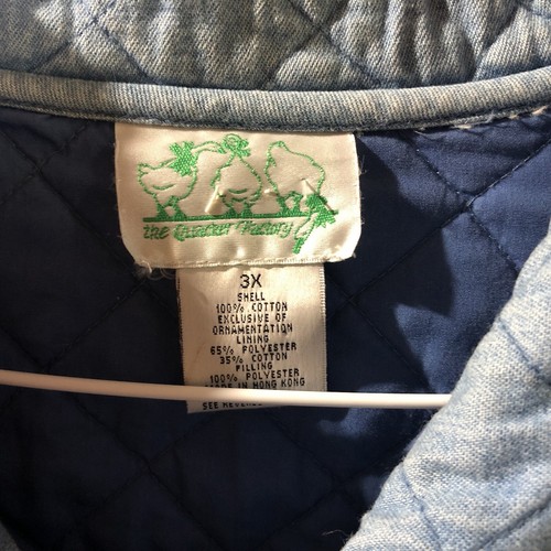 Vtg Quacker Factory Jacket Womens 3X Quilted Jean Embroidery Cat Grannycore - Picture 3 of 8