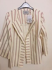 RRP £ 260 - GIACCA BLAZER MARELLA rosso panna a righe lino cotone UK 12