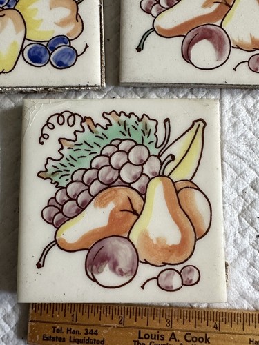 3 Vintage Replacement Tiles For Wrought Iron Table Mosaic USA Fruit Pattern - 第 4/6 張圖片