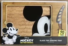 Disney Classics Mickey Mouse Icon 3-Piece Glass Top Cheese Serving Tray Set