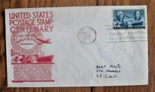 1947 STAMP CENTENARY WASHINGTON FRANKLIN SHIP TRAIN PLANE RED ANDERSON CACHT FDC