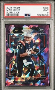 2021 Panini Prizm #336 Mac Jones Purple Ice Prizm  /225 Rookie Card SP RC PSA 9