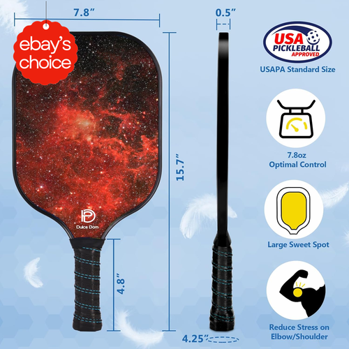 USAPA Approved Fiberglass Pickleball Paddles Set of 2 or 4 with Balls and Bag - Picture 3 of 12