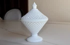 Vintage Westmoreland Milk Glass Diamond Point Sawtooth Candy Dish