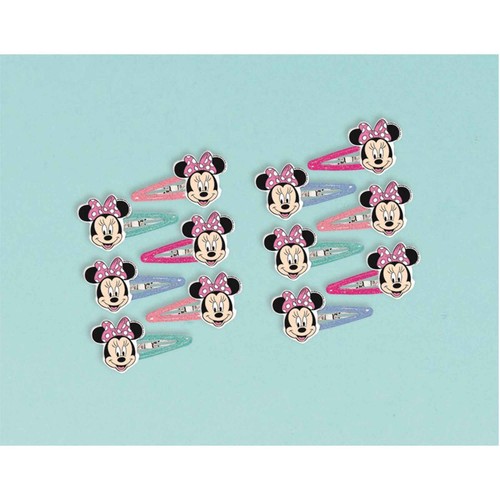 Minnie Mouse Hair Clips Pack of 12 Girls Jewellery Party Supplies - Zdjęcie 1 z 1