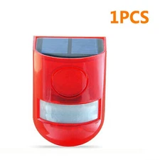 Solar Alarm Strobe Light Lamp Motion Sensor Sound Security Outdoor Waterproof US