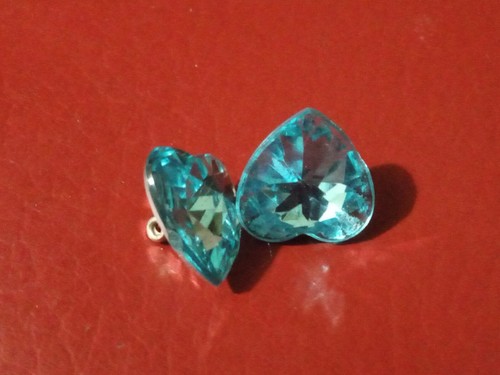 Two Blue and silver Buttons heart shaped plastic (P12) - Picture 1 of 3