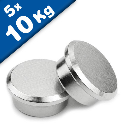 5 x Pinnwand Magnet / Memomagnet aus Stahl, Neodym Ø 22 mm - hält 10kg - 5 Stück - Bild 5 von 6