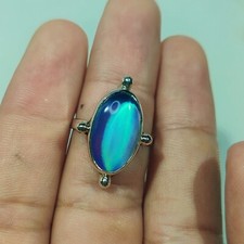 Aurora Opal Doublet Ring 925 Sterling Silver Handmade Opal Jewelry Gift For Her