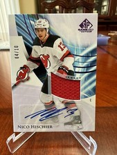2020-21 Upper Deck SP Game Used Nico Hischier Jersey Auto 04/10