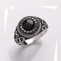 Platinum Plated Solid Sterling Silver Real Onyx Ring Sizes T - Y Platinum Plated Solid Sterling Silver Real Onyx Ring Sizes T - Y