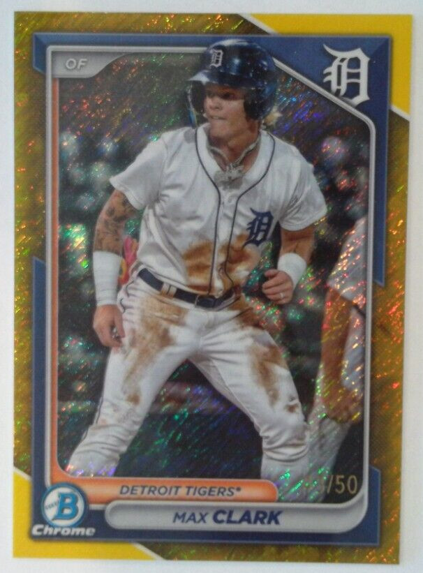 2024 Bowman Chrome Max Clark Gold Shimmer Refractor 43 /50 Detroit Tigers BCP-74