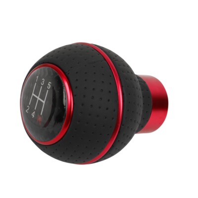 JDM Leather/Carbon 5 Speed Black-Red Manual Gear Shift Knob Shifter Universal