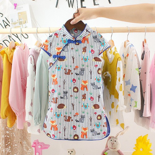 Sommer Kinder Kleidung Mädchen Blumen Stehkragen Kleid Cheongsam Rock - Bild 15 von 15