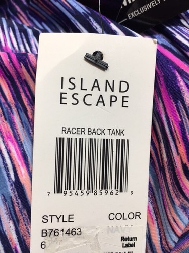 Women's NWT Island Escape Racerback Tank Underwire Multicolor Tankini Top - Picture 4 of 5