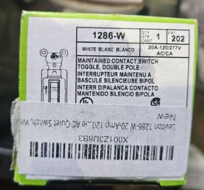 Leviton Toggle Switch Heavy Duty Double-Pole Double-Throw Center-Off 20A White