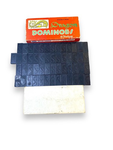 Vintage Halsam Double Nine Wooden Dragon Dominoes #920 Game 53 Pieces 9 Wood CIB - Picture 17 of 24