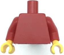 Lego New Red Minfigure Torso Plain Red Arms Yellow Hands Piece