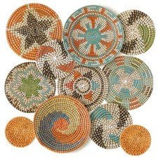 11 Pcs Boho Wall Basket Decor Decorative Bulrush Woven Basket Wall Farmhouse