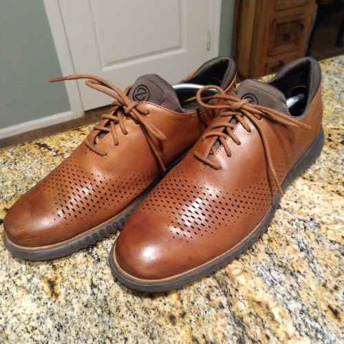 Cole Haan Men's 2.ZeroGrand Lined Laser Wingtip Oxford Brown C25351 Sz 12M EUC