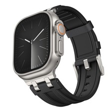 Silicone Rubber Metal Adapter Sport Strap Band For iWatch Ultra Series 11 10 9 8