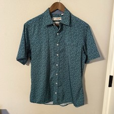 Nick Graham Men  s Everywhere Stretch Modern Fit Shirt Green Blue Floral Size S