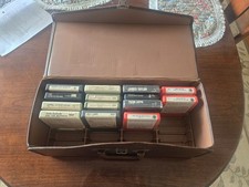 Vintage Lot of 14 8 Track Tapes in Carry Case Untested