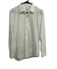 Uniqlo Small Mens Slim Fit White Button Up Dress Shirt Minimalist Retro