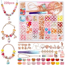 220 PCS Exquisite DIY Beaded Jewelry Making Kit for Bracelet Necklace Craft Gift