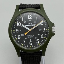 Timex Expedition Acadia Mens Watch 40mm Black Dial Green Indiglo New Battery