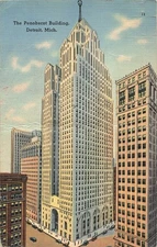 Vintage Penobscot Building Detroit Linen Postcard Writen 1942