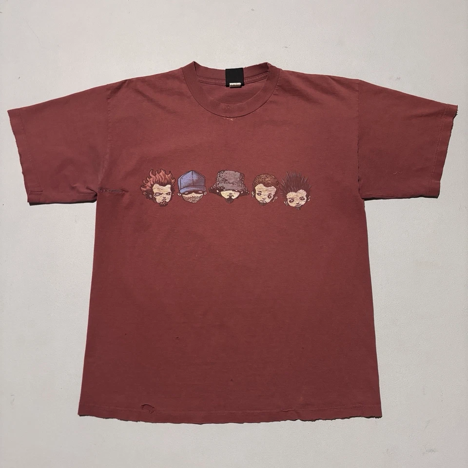 复古 90 年代 Limp Bizkit T 恤乐队校车 XL Giant 1998 Distress Repaired — 第 2/4 张图片