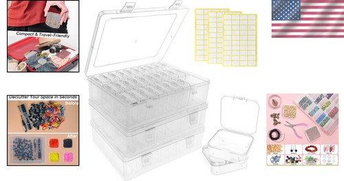 Versatile Clear Storage Case for Beads, Jewelry, and Office Supplies – 93 PCS - Picture 2 of 9