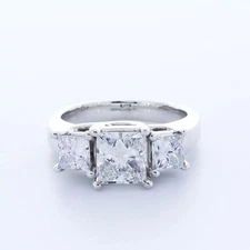 Engagement Ring Trellis 14K White Gold 3.16 CT Princess Lab-Grown Diamond F SI1