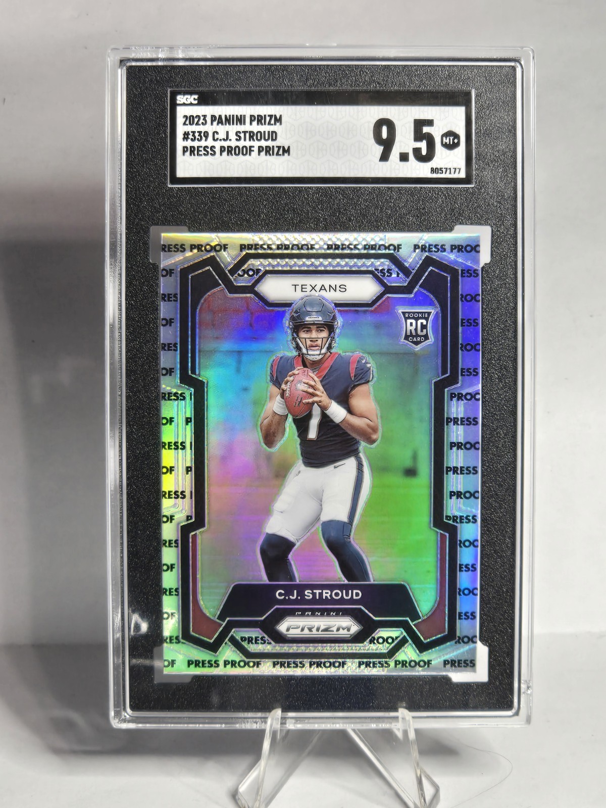 CJ STROUD 2023 Prizm Rookie Press Proof SSP #339 SGC 9.5 Houston Texans RC Card