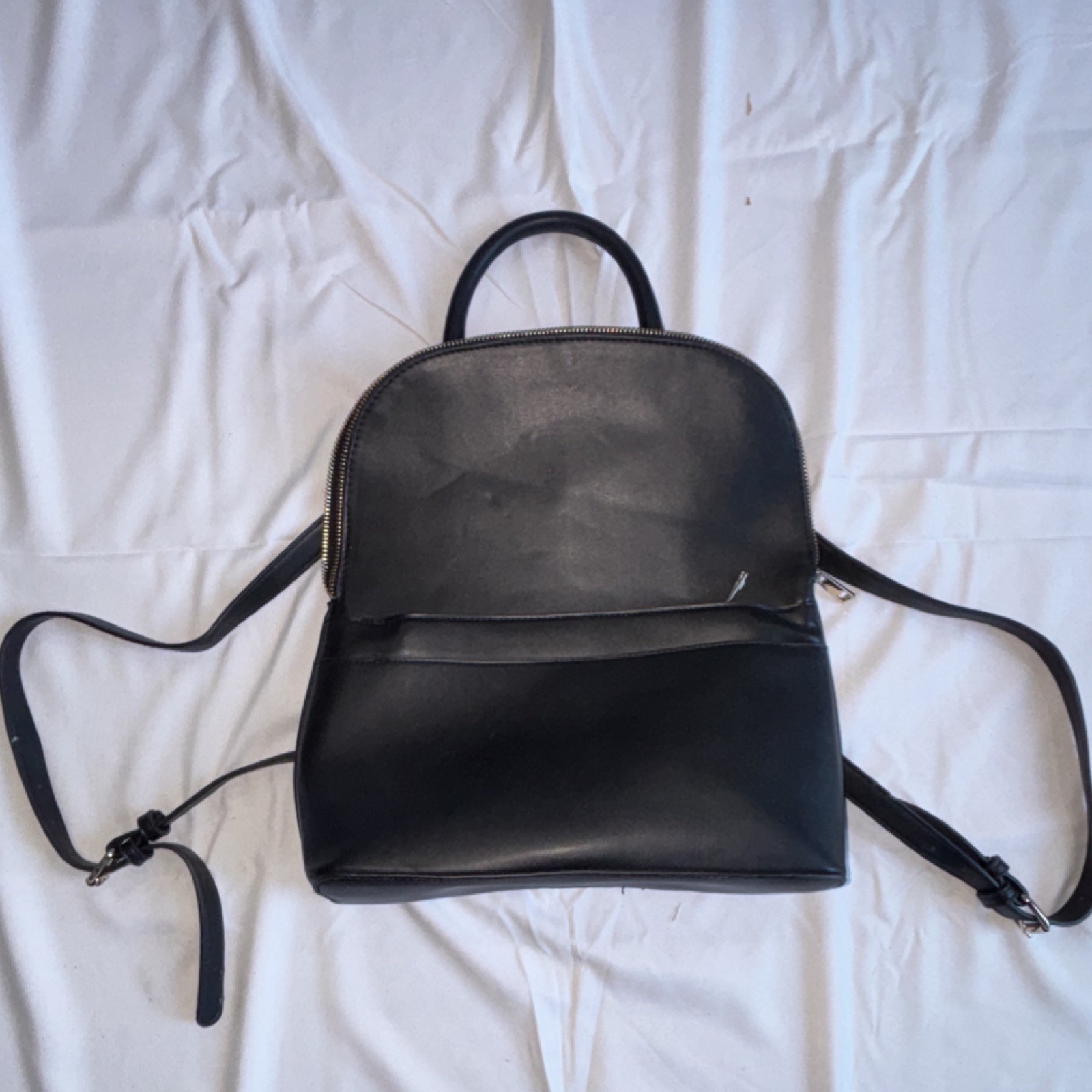 A New Day Black Solid Zip Backpack with Gold Hard… - image 1