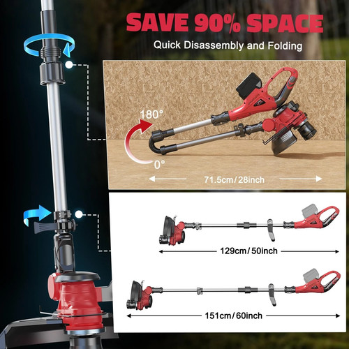 Cordless String Trimmer for Milwaukee 18V Battery, Folding 3 in1 Weed Eater w... - Picture 6 of 11