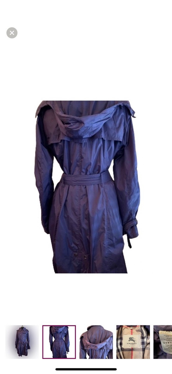 BURBERRY ロンドン　ナイロン　トレンチコート　撥水加工　ベルト付　紫　M Burberry London Waterproof Trench Coat Nylon Raincoat Deep