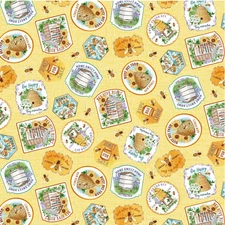 Honey For Sale Bee Culture Collection Michael Miller Fabrics on Yellow BTY x 44"