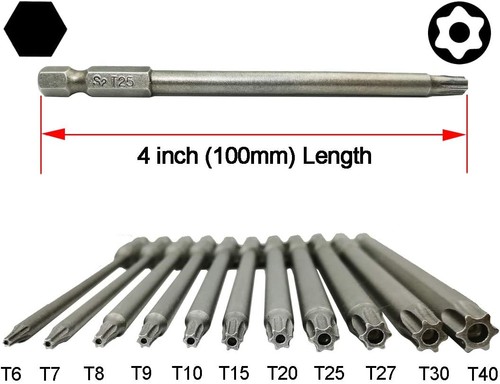 Long Torx Security Head Screwdriver Drill Set 1/4 11pcs Head(100mm))  - Picture 4 of 7