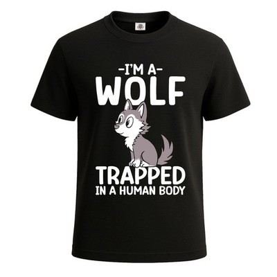 Ich bin ein Wolf gefangen in einem menschlichen Körper Männer T-Shirt lustig Neuheit Geschenk Shirt Top