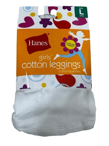 Hanes Girs Cotton Leggings White Size Large (10/12) - Picture 2 of 3