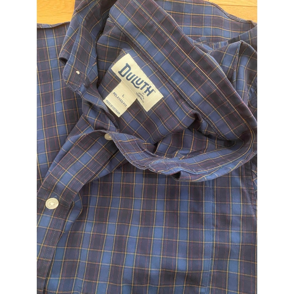 Chemise De Pêche Duluth Trading Co Pour Homme - Manches Longues, Motif Plaid Gris/bleu - Taille XL Tall